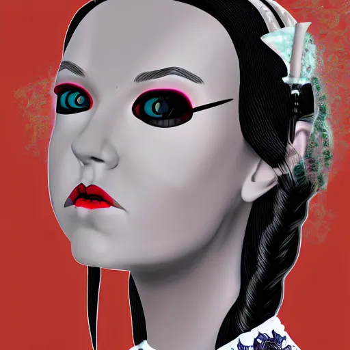 Prompt: Glitchpunk Wednesday Addams, digital art