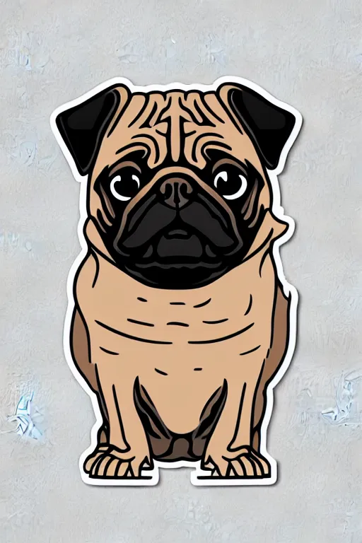 Image similar to Portrait of a pug as big as the world, sticker, colorful, illustration, highly detailed, simple, smooth and clean vector curves, no jagged lines, vector art, smooth