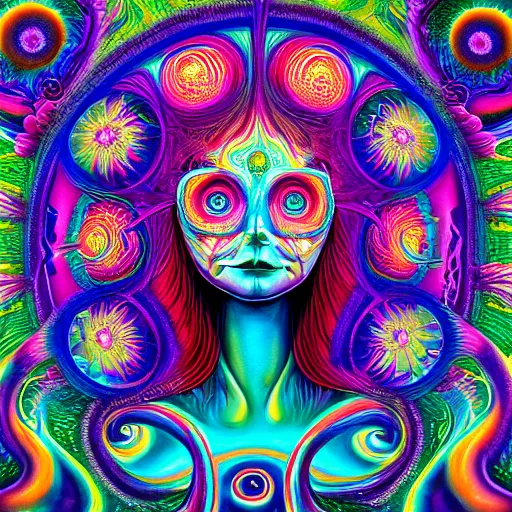 Image similar to psychedelic album cover in the style of Hannah Yata and Alex Grey 4k