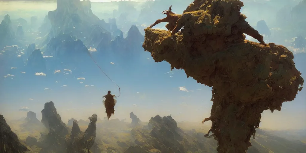 Image similar to landscape hanging upside - down from the sky two worlds facing each other horizontal symmetry inception good composition artstation illustration sharp focus sunlit vista painted by ruan jia raymond swanland lawrence alma tadema zdzislaw beksinski norman rockwell tom lovell alex malveda greg staples