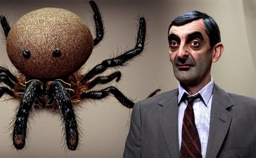 Image similar to mister bean is a giant gross spider