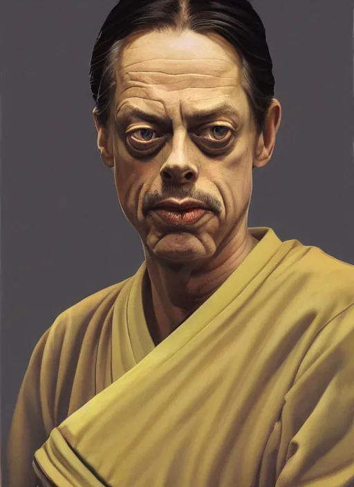 Prompt: steve buscemi as a shaolin master, in clouds, portrait by greg hildebrandt, studio lighting, muted colors, by terry richardson, by frank frazetta, extreme detail, reflections, trending on artstation, 8 k