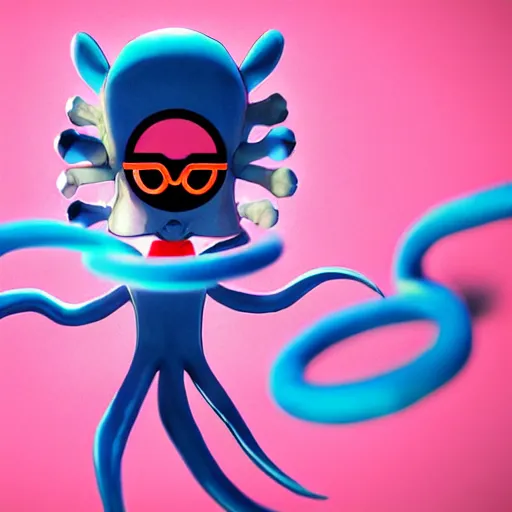 Image similar to squid games masked characters playing with pokemon cards, in the style of james jean jamie hewlett, artstation trending, 8 k, 3 d render, photorealistic, volumetric lighting caustics, pink