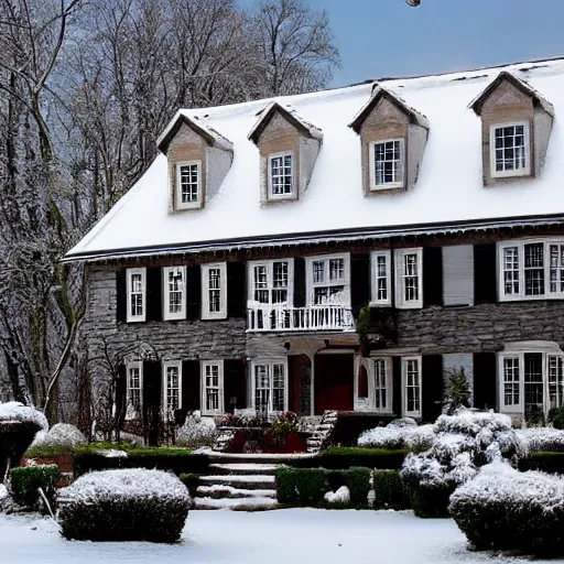 Image similar to winter colonial house,