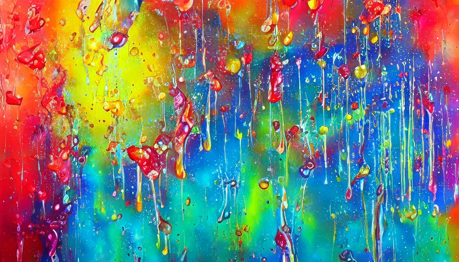 Image similar to sweet dreams, painting on canvas, watedrops, water droplets, acrylic painting, acrylic pouring, painting, influencer, artstation - h 8 0 0