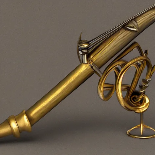 Image similar to a 3 d render of a medieval blowing horn, winding horn, animal horn, higly detailed, mystic, artwork