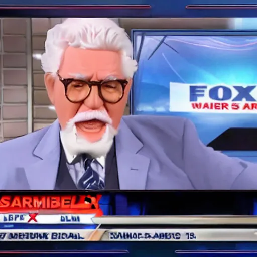 Prompt: colonel sanders presenting the weather on fox news