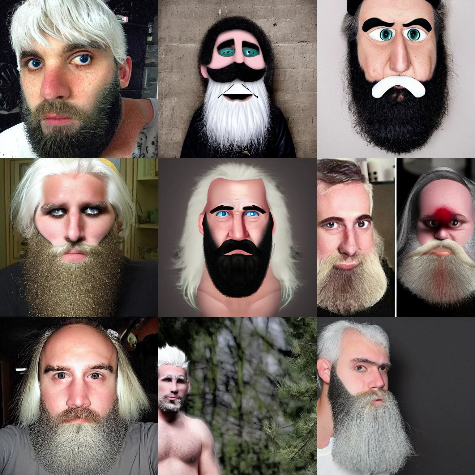 white hair and a long black beard, one green eye and | Stable Diffusion |  OpenArt