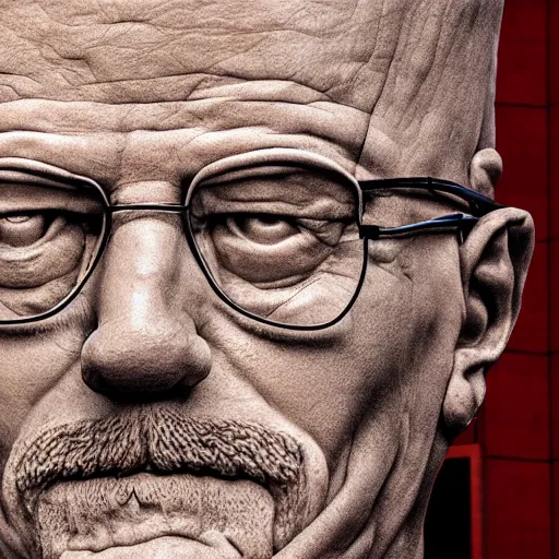 Prompt: extreme long - shot photograph of a renaissance clay sculpture of walter white wearing a phrygian cap in front of times square, made by michelangelo, very detailed, sharp focus, 8 k resolution, ray tracing