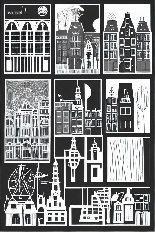 Image similar to minimalist boho style art of amsterdam, illustration, vector art