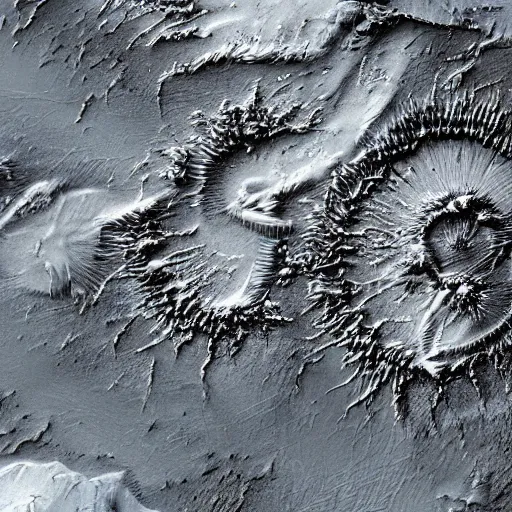 Prompt: the city of the elder things from at the mountains of madness in the antarctic, satellite picture, highly realistic