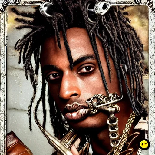 Image similar to playboi carti steampunk style 4 k detailed super realistic