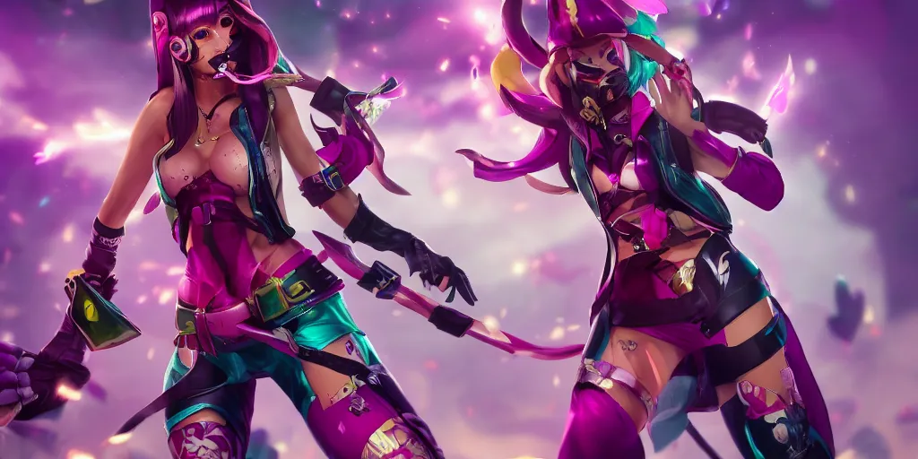 Image similar to skin concept art of pretty Arcade Akali (League of Legends) in KDA music video. 3d render, octane render, game art, realistic, highly detailed, trending on artstation, 4k, trending on artstation, pixar, cgsociety, unreal engine 5, redshift render, trending on artstation, blender, behance, cg