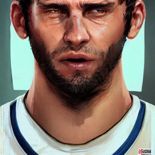 Prompt: highly detailed portrait steve ker basketball player in gta v, stephen bliss, unreal engine, fantasy art by greg rutkowski, loish, rhads, ferdinand knab, makoto shinkai and lois van baarle, ilya kuvshinov, rossdraws, tom bagshaw, global illumination, radiant light, detailed and intricate environment