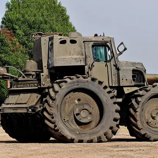 Prompt: an armored tractor with weapons