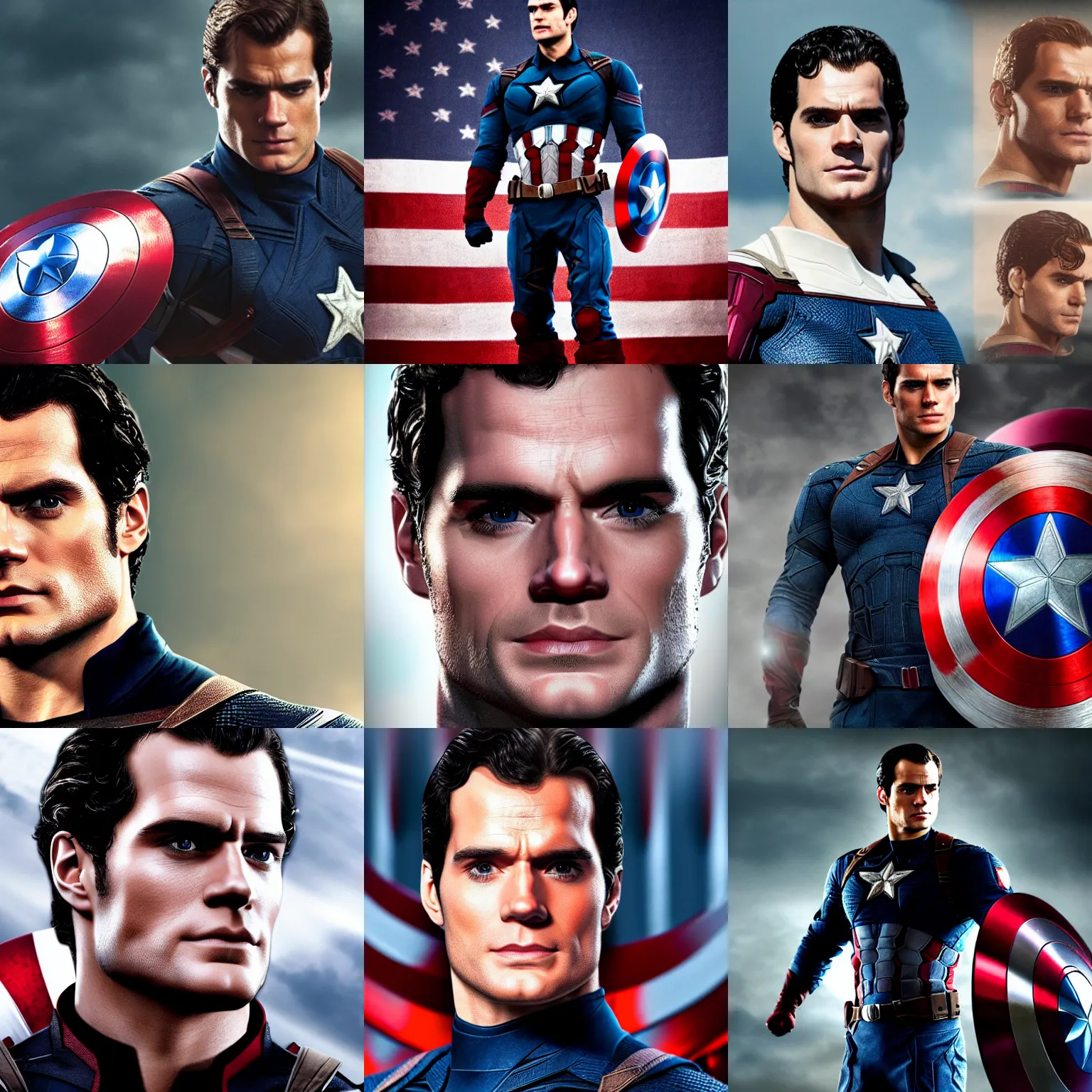 Prompt: if Henry Cavill was captain America, photo realistic, 4k
