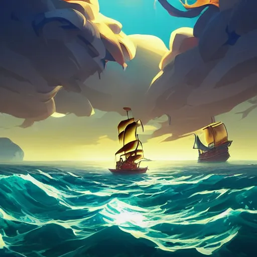 Image similar to painting treasure on sea of thieves game smooth median photoshop filter cutout vector, behance hd by jesper ejsing, by rhads, makoto shinkai and lois van baarle, ilya kuvshinov, rossdraws global illumination