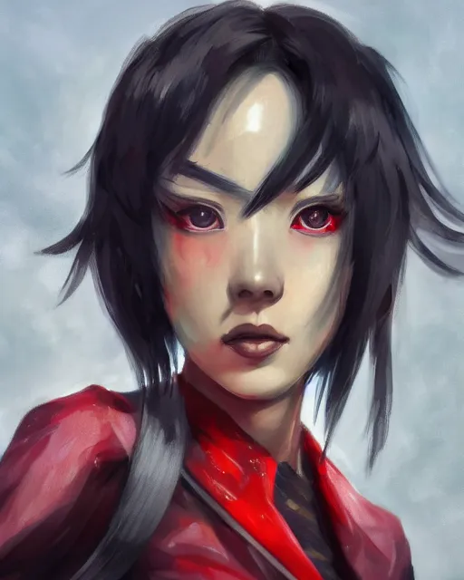 Image similar to a stunning portrait of ryuko matoi, close up portrait, highly detailed, trending on artstationhq, surrealism