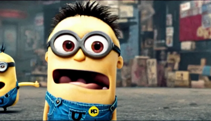 Image similar to fight club!!!!, fight club!!!! (((the minions))), movie still, directed by David fincher