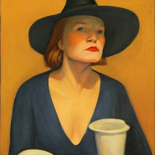 Prompt: a realistic witch portrait, by jean edward hopper,