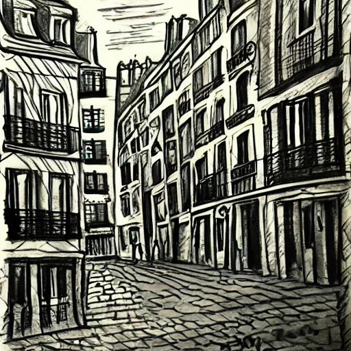 Image similar to hand drawing sketch of an old street in paris