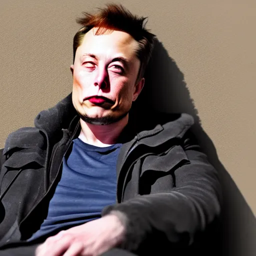 Prompt: homeless man elon musk, the streets, 4k, award-winning cinematography