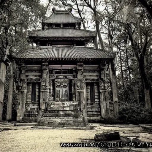 Image similar to a temple thats haunted that looks creepy