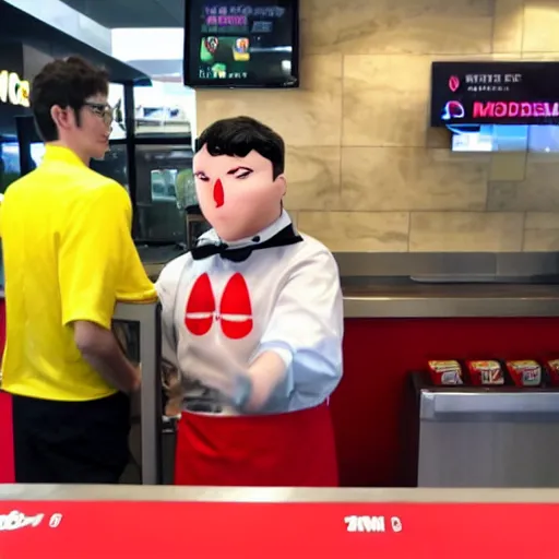 Image similar to t 1 faker working at mcdonalds