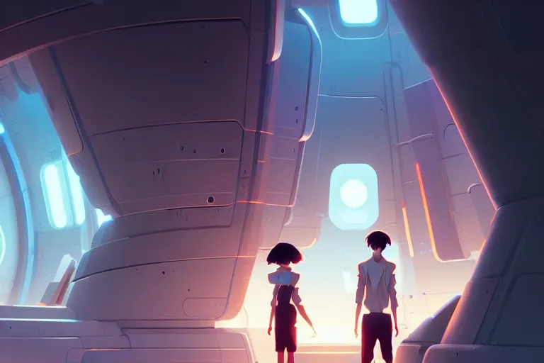 Image similar to a futuristic lab, vector behance hd jesper ejsing, rhads, makoto shinkai, lois van baarle, ilya kuvshinov, rossdraws, hd, 3 2 k, ilya kuvshinov, gustav klimt