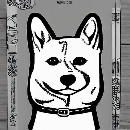 Image similar to Shiba Inu coloring book page, black and white