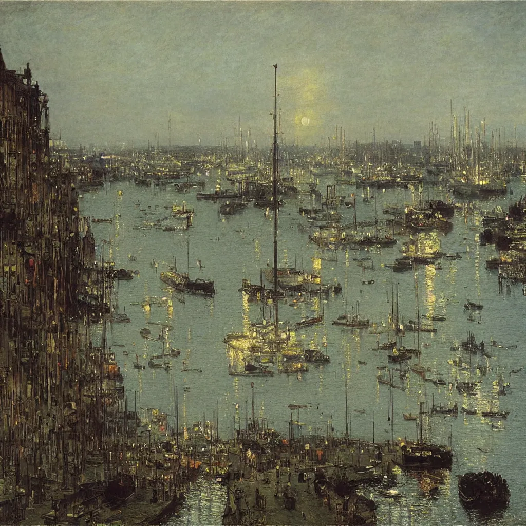 Image similar to the harbour by turner and Atkinson Grimshaw and Matisse