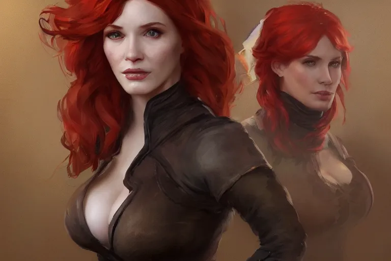 Prompt: A portrait of Christina Hendricks as Triss from the Witcher Game by Ruan Jia and Mandy Jurgens and Artgerm and william-adolphe bouguerea, highly detailed, trending on artstation, award winning, H 768