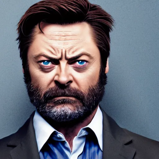 Prompt: x - men wolverine in suit played by nick offerman, logan marvel movie still, detailed 8 k, poster style, high resolution, accurate proportions