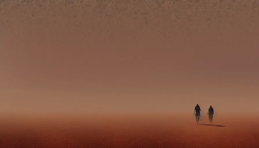 Prompt: desert people walk through the desert, dust storm, fine details, digital art, volumetric lighting, cinematic light, photorealistic, by greg rutkowski, by marc simonetti, perfect faces, fine details, 4 k,