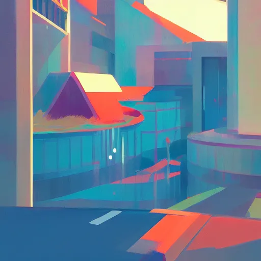 Prompt: 🌈 🛰 detailed abstract by atey ghailan and edward hopper bautiful colorful
