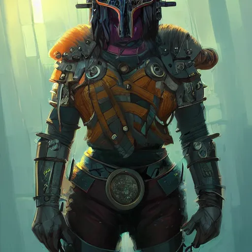 Image similar to cyberpunk viking helmet mask warrior goddess robot ninja fantasy, art gta 5 cover, official fanart behance hd artstation by jesper ejsing, by rhads, makoto shinkai and lois van baarle, ilya kuvshinov, ossdraws