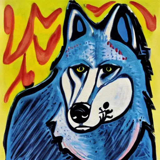 Image similar to retarded wolf, expressionism