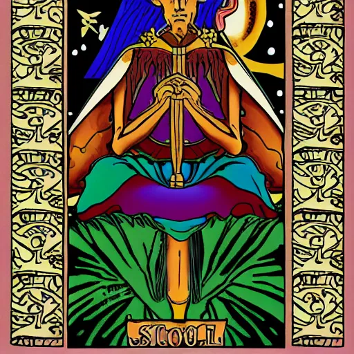 Prompt: The School tarot card, detailed, ultradetailed, digital drawing