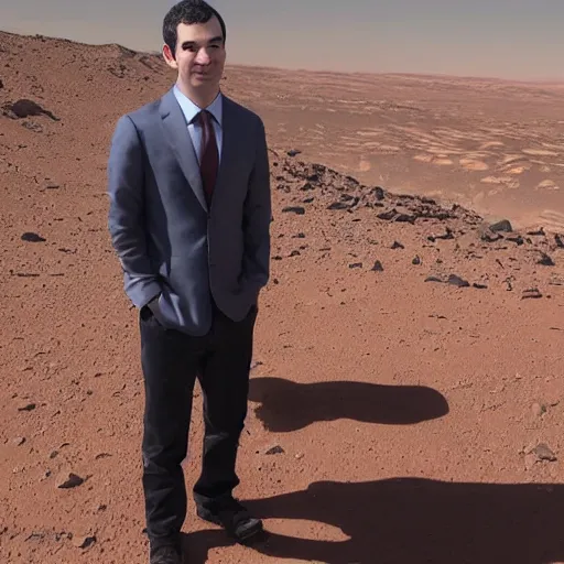 Image similar to nathan fielder on mars with forehead vein bursting out