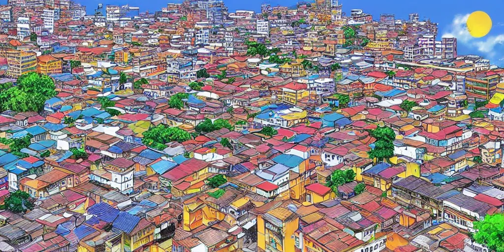 Image similar to sri lankan city in the style of manga