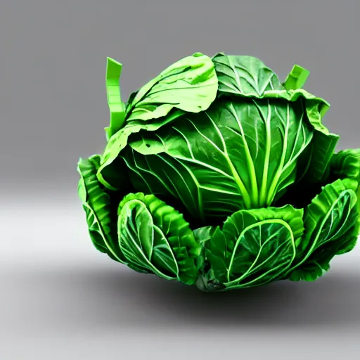 Image similar to high quality 3 d render very cute cyborg cabbage! cabbage leaves as dollars!! kale! incorporated speakers!, cyberpunk highly detailed, unreal engine cinematic smooth, in the style of blade runner & detective pikachu, hannah yata charlie immer, moody light, low angle, uhd 8 k, sharp focus