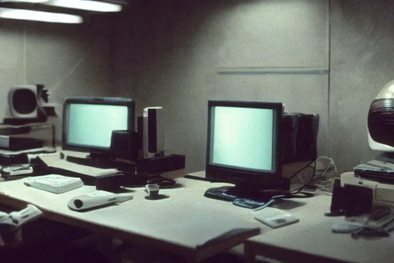 Prompt: apart organization inspo in porcelain, in 2 0 5 5, y 2 k cybercore, low - light photography, bathed in the glow of a crt monitor, still from a ridley scott movie