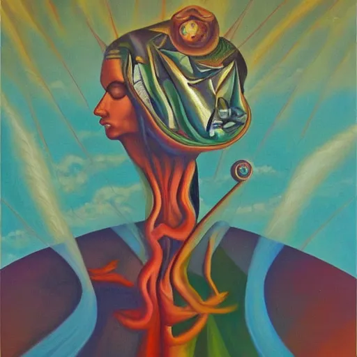 Image similar to the aquarius mind, surrealism, oil on canvas, masterpiece, award - winning