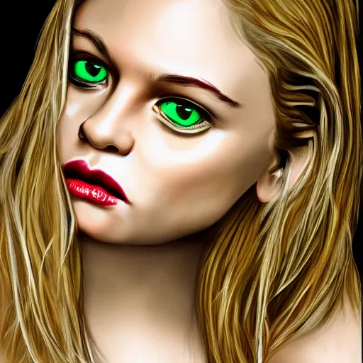 Image similar to portrait of blond girl with green eyes small lips who look like actor michael pitt illustration