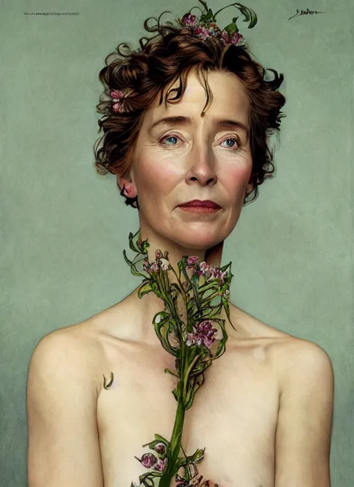 Image similar to emma thompson as an organic vegetable, diffuse lighting, fantasy, intricate, elegant, highly detailed, lifelike, photorealistic, digital painting, artstation, illustration, concept art, smooth, sharp focus, art by john collier and albert aublet and krenz cushart and artem demura and alphonse mucha