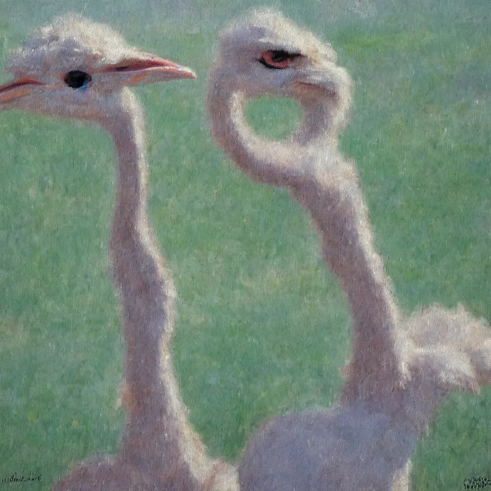 Image similar to an impressionist paint of an ostrich