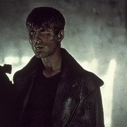 Image similar to the grim reaper. still from blade runner.