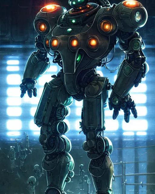 Image similar to luigi fighting in a mech scifi suit matrix with chrome and small lights by, fantasy character portrait, ultra realistic, futuristic background by laurie greasley, concept art, intricate details, highly detailed by greg rutkowski, gaston bussiere, craig mullins, simon bisley
