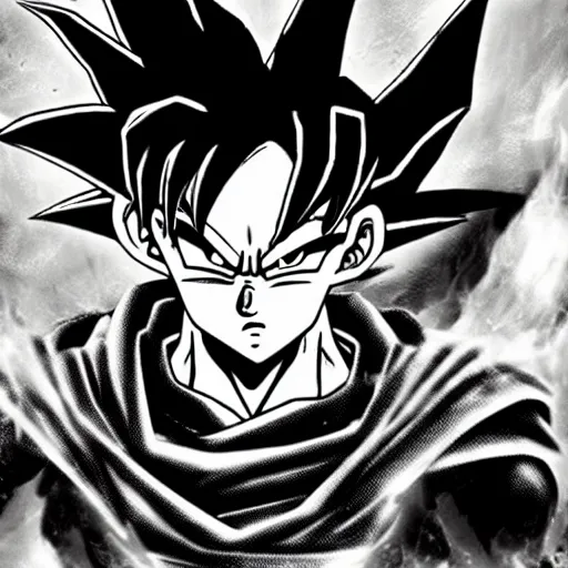 Image similar to goku in dark souls art style