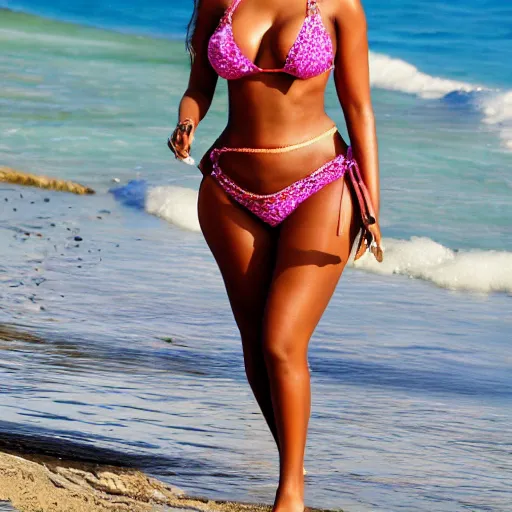 Image similar to nicki minaj goes to the beach